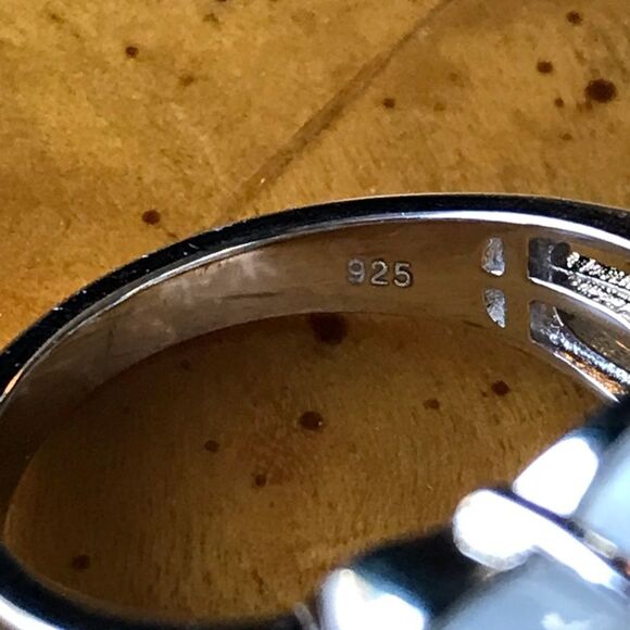 Natural Jade Sterling Silver Ring Discounted Size 9 - Picture 4 of 9
